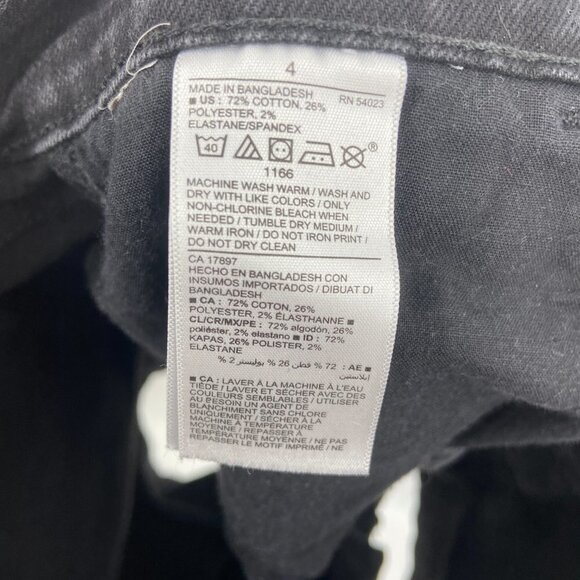 OLD NAVY Black Mid Rise Boyfriend Distressed Denim Cuffed Jean Shorts Size 4 - Picture 5 of 6